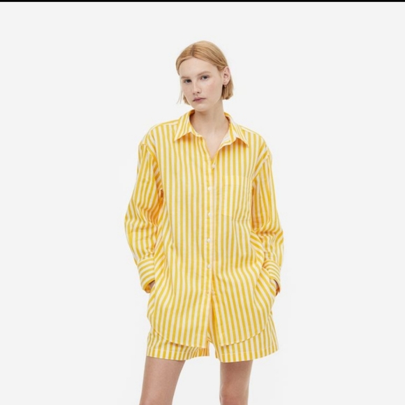 BNWT H&M Linen Cotton Blend Button Down Shirt, US S - Picture 10 of 13